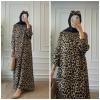 Boydan Düğmeli Leopar Elbise Leopar